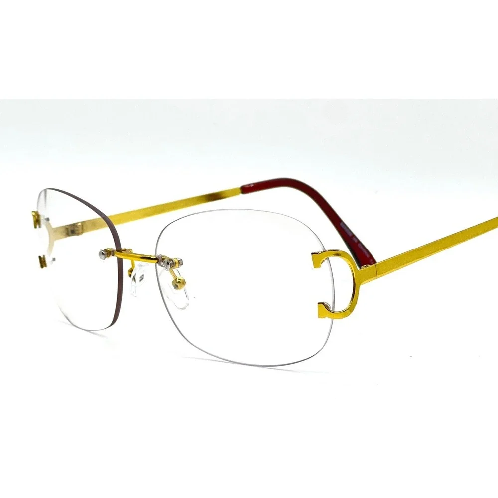 Women Modern Sophisticated SUNGLASSES Rimless Gold Frame Clear Lens Female Ladys